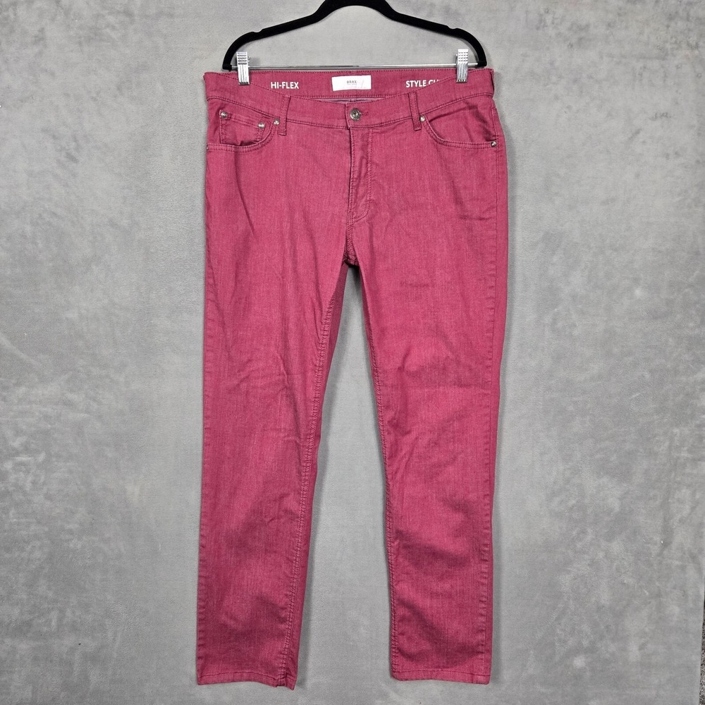 Brax Hi-Flex Chuck Straight Red Burgundy Pants Mens 38x34 (37x32)